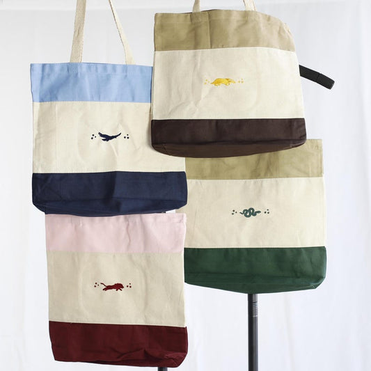 Embroidered House Tote Bag - Open Top